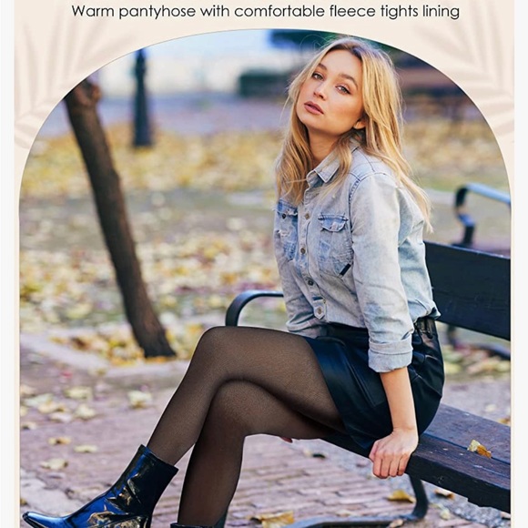 300 G! The ticker ultra warm Fleeced Lined Pantyhose winter transparent thermal - Picture 5 of 9